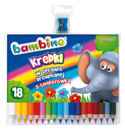 Kredki BAMBINO drewniane 18 kol. z temperówką 