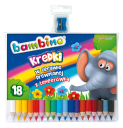 Kredki BAMBINO drewniane 18 kol. z temperówką 