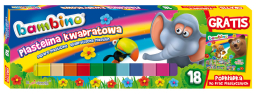 Plastelina  BAMBINO kwadratowa ,18 kolorów + podkładka