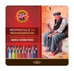 Kredki akwarelowe KOH-I-NOOR Mondeluz 24 kolorów metalowe opakowanie  / 3724 /