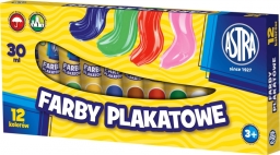 Farby plakatowe ASTRA w tubach, 30 ml, 12kol.
