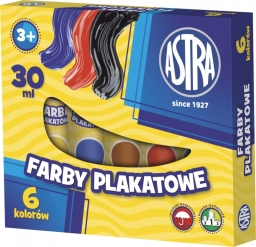 Farby plakatowe ASTRA w tubach, 30 ml, 6 kol.