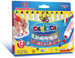 Flamastry ze stempelkami CARIOCA 12 kolorów